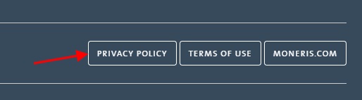 Moneris website footer with Privacy Policy link highlighted