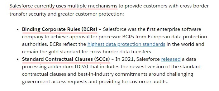 Salesforce Cross-border security information