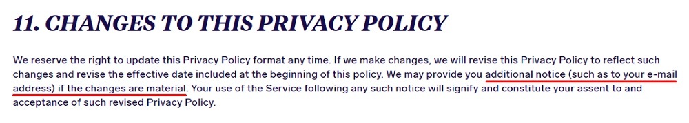 Business Insider Privacy Policy: Changes to this Privacy Policy clause