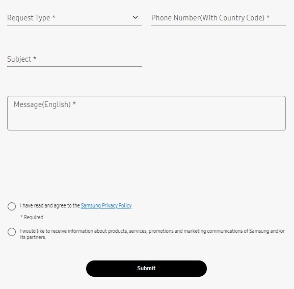 Samsung Checkbox Consent to Privacy Policy