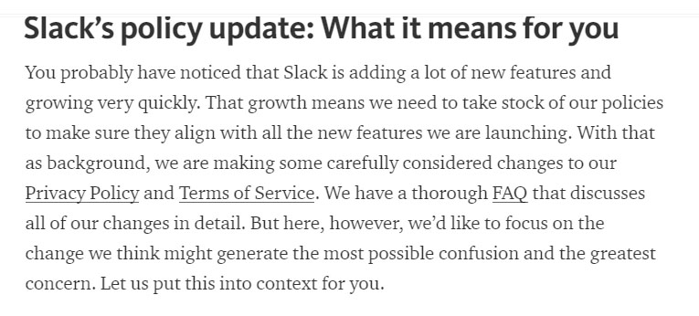 Slack Policy Update: What it means to you