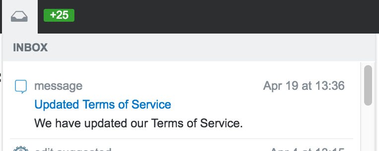 How StackOverflow announces updates to Terms of Service