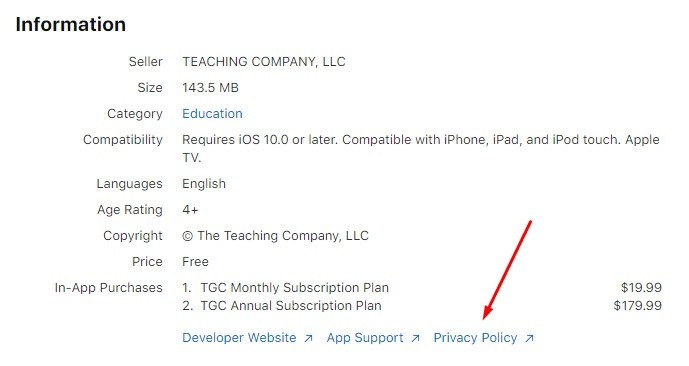 The Great Courses Plus: Apple App Store listing